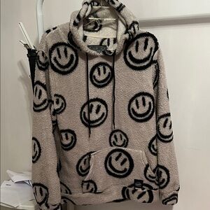 Brooklyn Cloth Black and Cream Smiley Face Hoodie